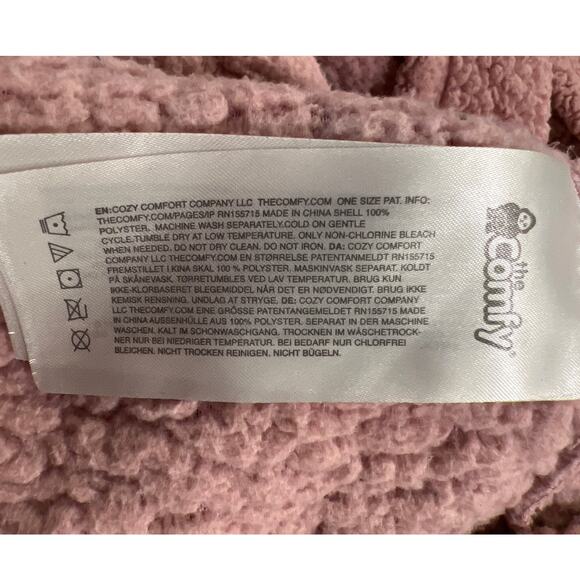 Comfy Women’s Cozy Comfort Wearable Blanket Quarter-Zip Oversized Hoodie Pink - Picture 8 of 8